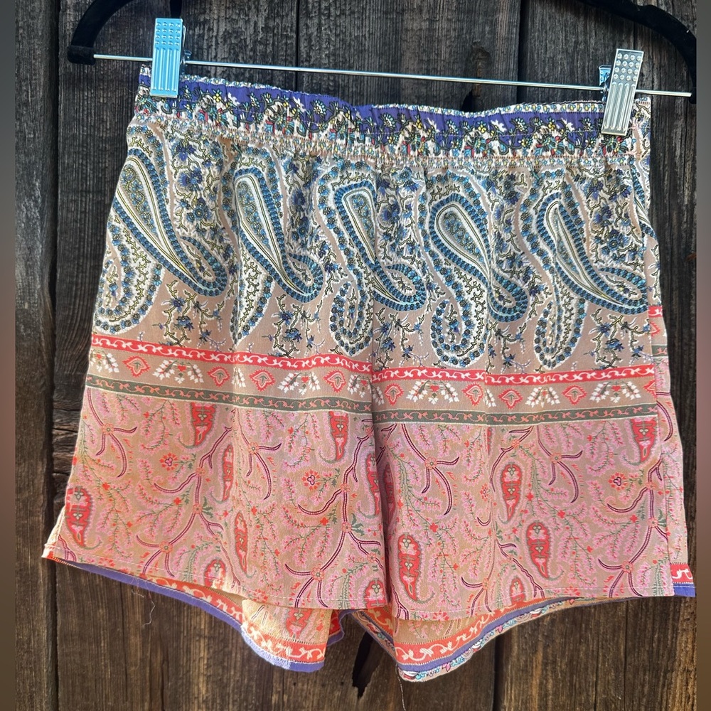 Pronto USA Paisley Casual Bohemian Shorts with Elastic Waistband